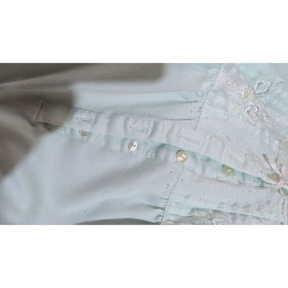 Vintage Miss Elaine Mint Green Embroidered Nightgown With Buttons - Size  XL - Picture 4 of 7